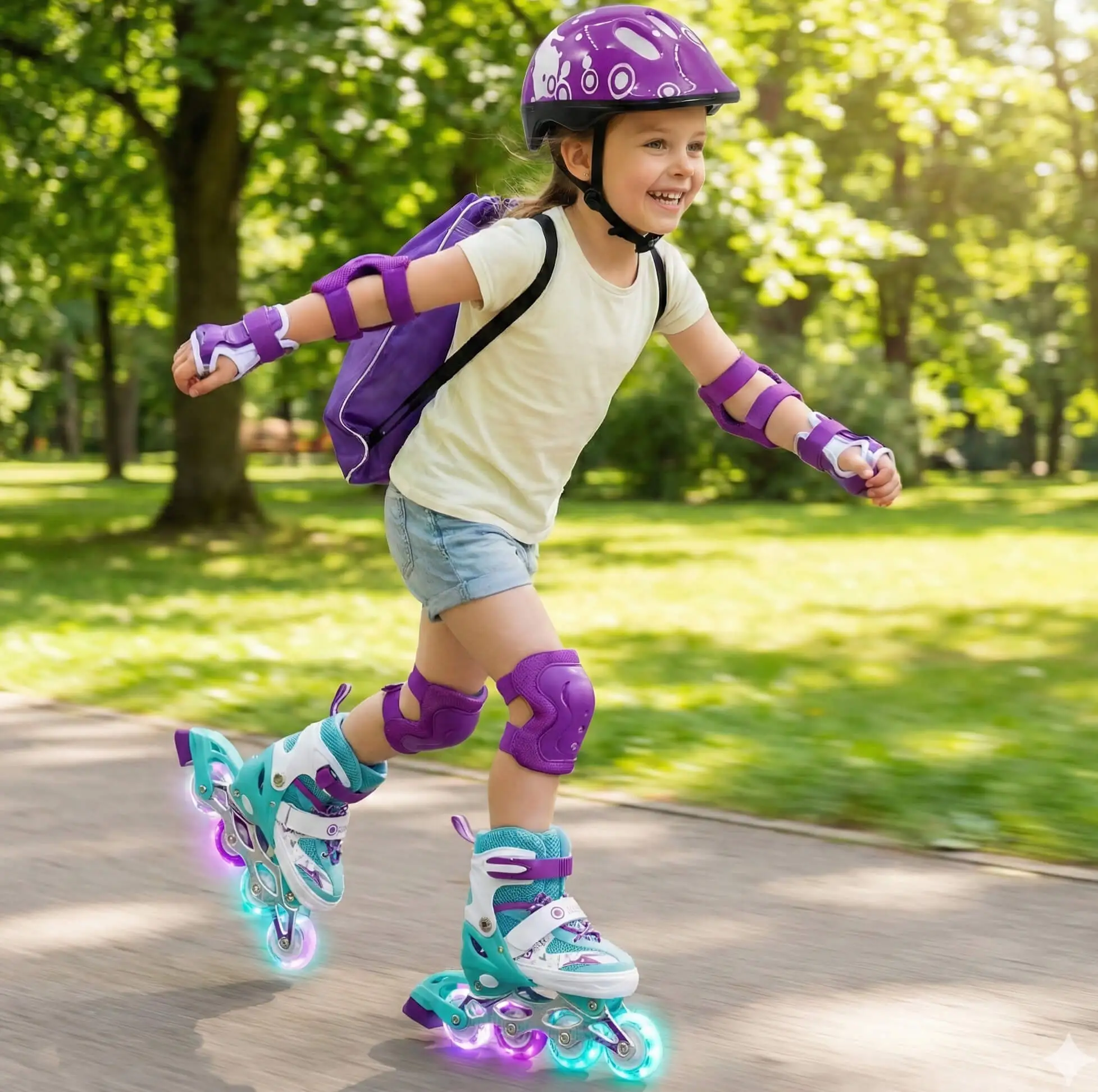 Combo de Patines en linea Onwheels 8101 + Kit de Protección + Casco + Llantas con luz - Image 4