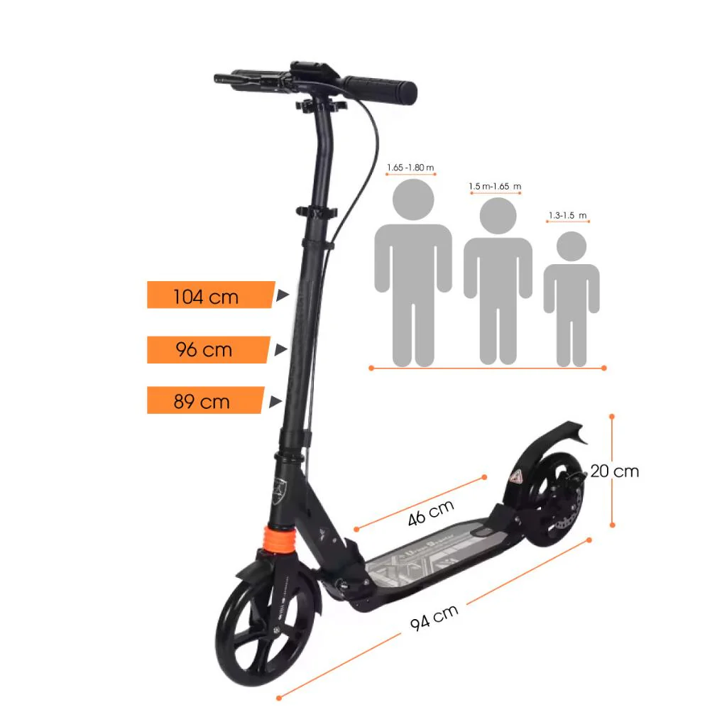 Scooter LN2 Urbana Mecánica con ruedas de 20cm, capacidad de 100 kilos y sistemas de suspensión dual, con freno de disco. - Image 4