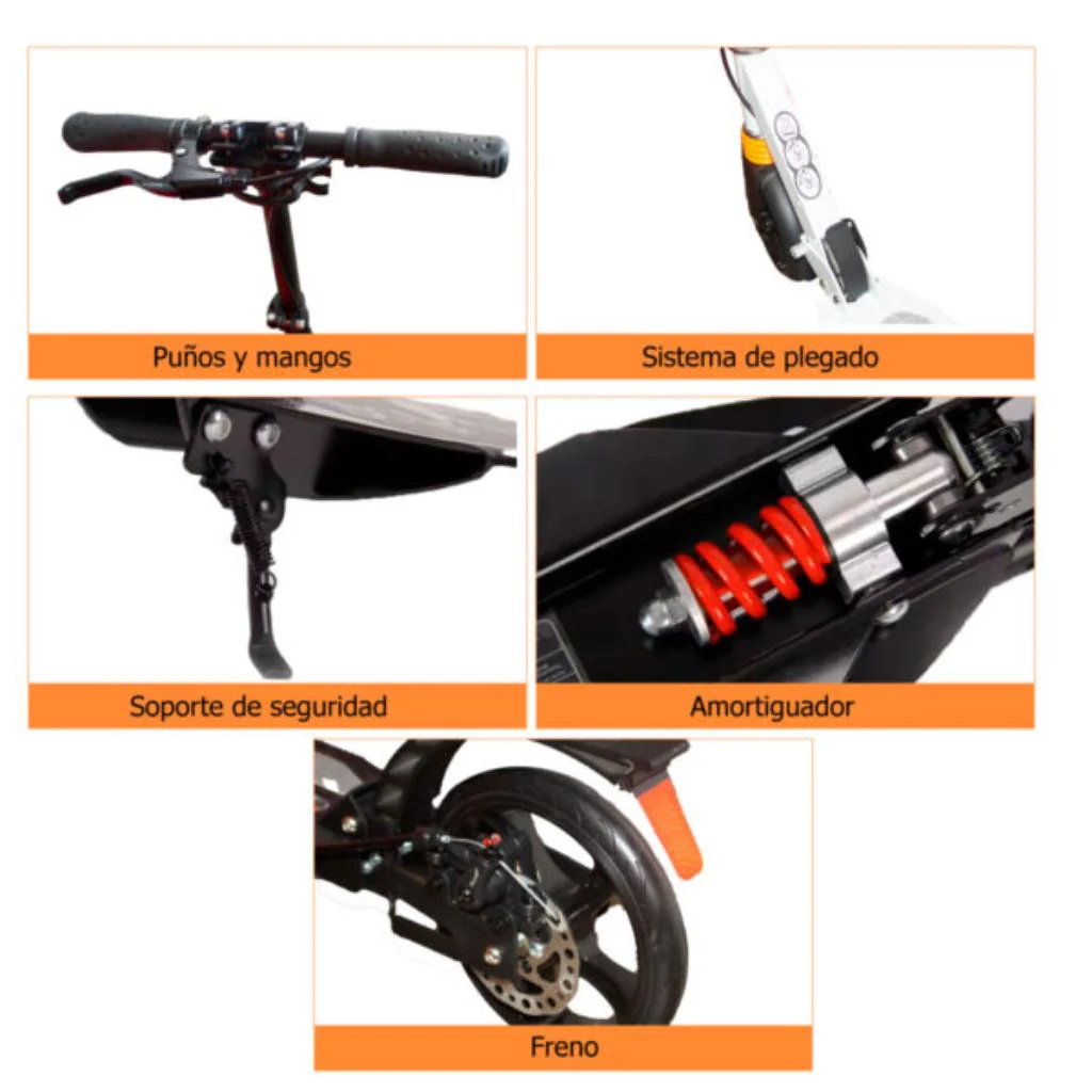 Scooter LN2 Urbana Mecánica con ruedas de 20cm, capacidad de 100 kilos y sistemas de suspensión dual, con freno de disco. - Image 6