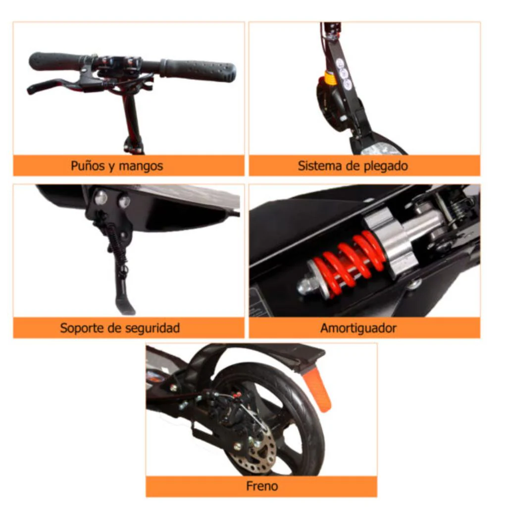 Scooter LN2 Urbana Mecánica con ruedas de 20cm, capacidad de 100 kilos y sistemas de suspensión dual, con freno de disco. - Image 7